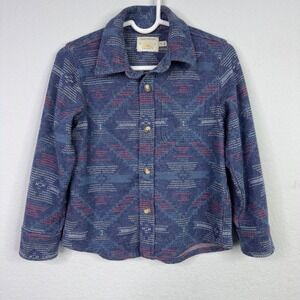 Faherty Good Feather‎ Shirt Boys 4T Blue Geometric Button Southwestern Outdoor